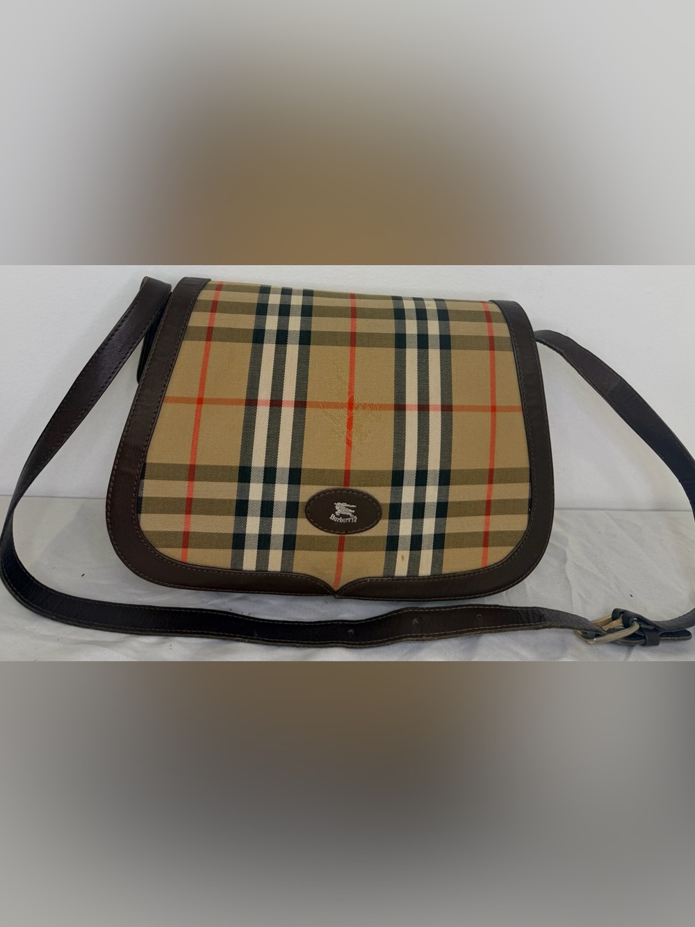 Vintage Burberrys Nova Check Crossbody Messenger Bag Made England Leather Purse